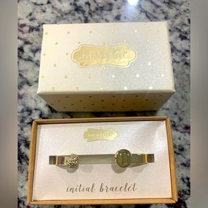 Mud Pie Chelsea Initial “T” Gold Plate Pave Bangle Bracelet